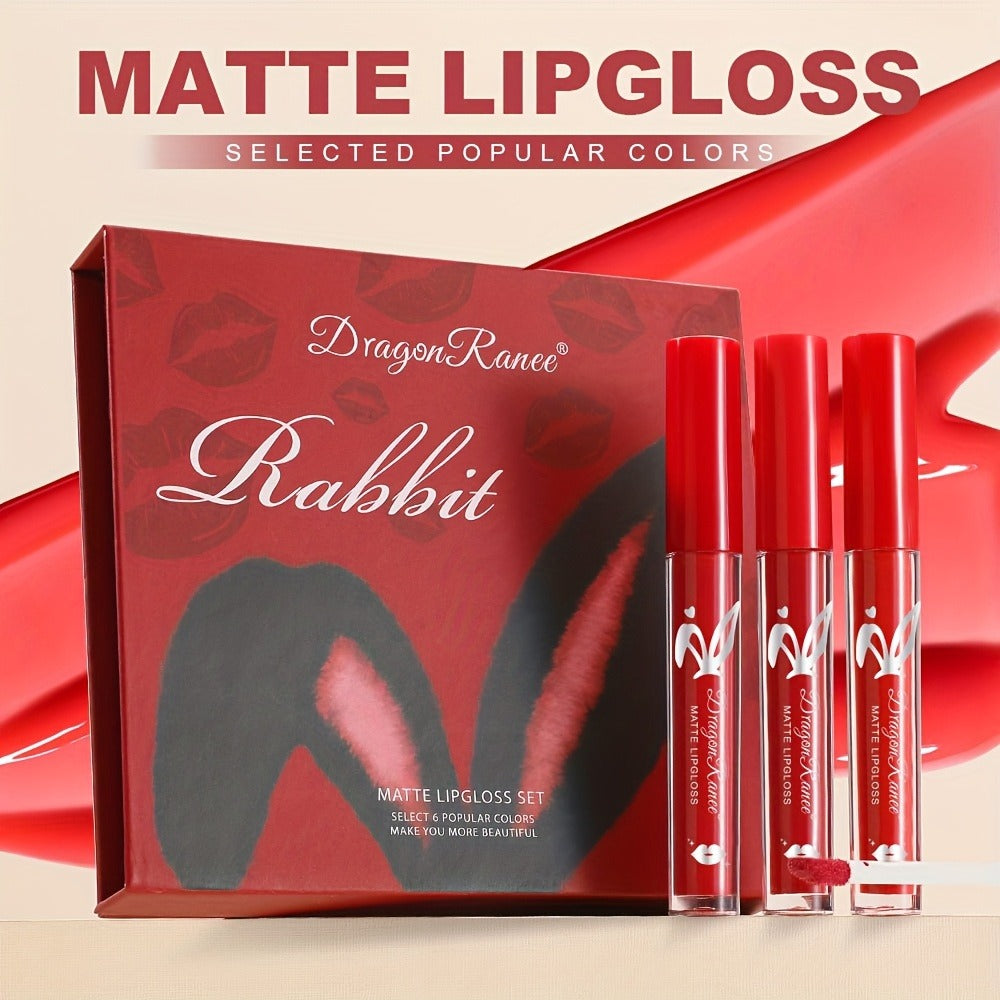 Lip Gloss Set by Dragon Ranee with 6 Red-Tone Matte Lip Colors, Tube Applicators and Gift Box — image 9