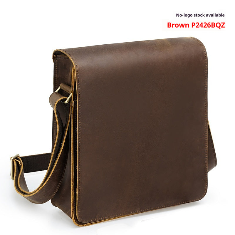 Vintage Cowhide Men's Crossbody Bag, Fashionable Genuine Leather Shoulder Bag