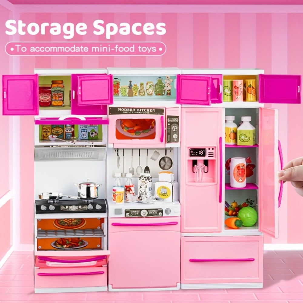 64-Piece Pink Pretend Kitchen Play Set with Light and Sound Features in a 58 x 42.5cm Mini Format — image 6