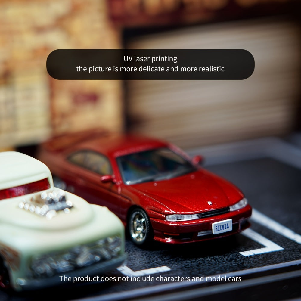 1:64 Diecast Car Display Case with LED Lighted Garage Diorama, Expandable Showcase for 6 Model Cars — image 4