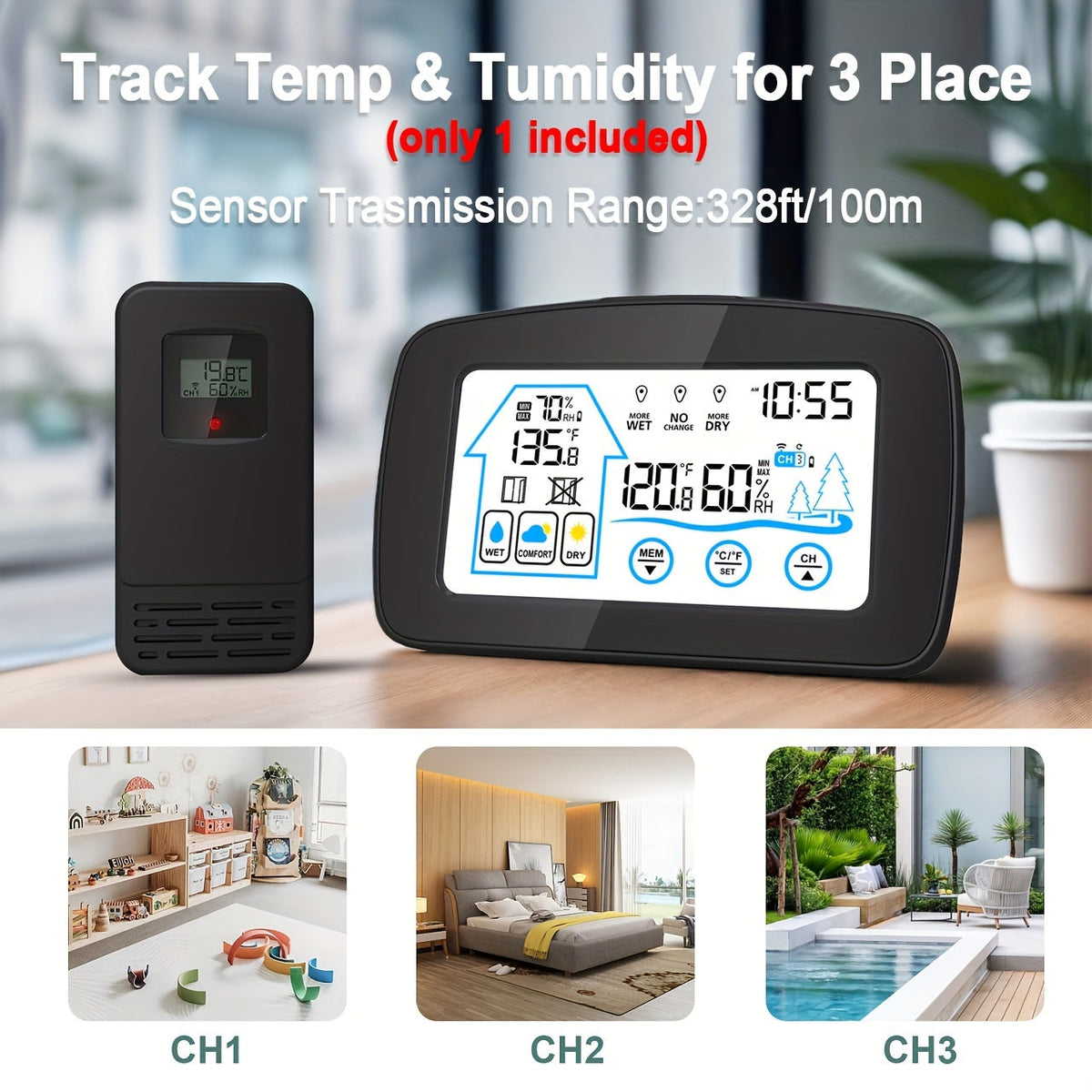 Digital Weather Station | Touch Screen Clock Thermometer Hygrometer — image 7