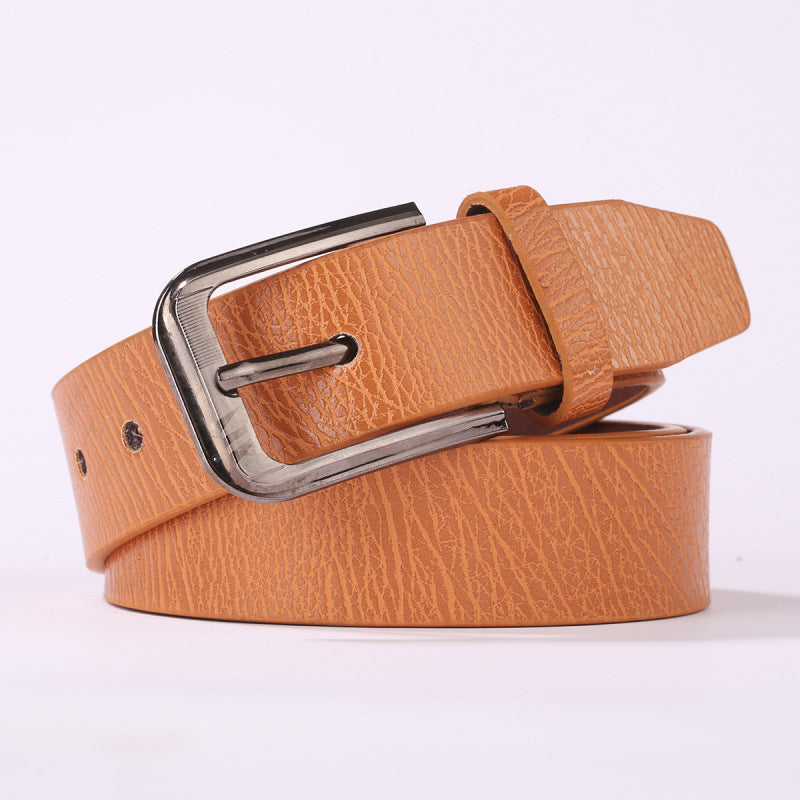 Mens Casual Leather Belt With A Pin Buckle For Pants