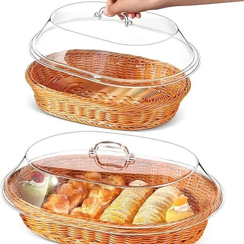 Woven Bread Basket in Square or Round Shape for Serving Bread, Fruit, Desserts and Snacks at Home or on the Dining Table — im