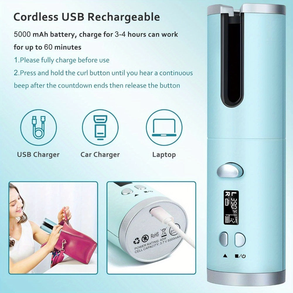 USB-Rechargeable Automatic Curling Chamber with Six Heat Settings, LCD Timer and Four Color Options — image 13