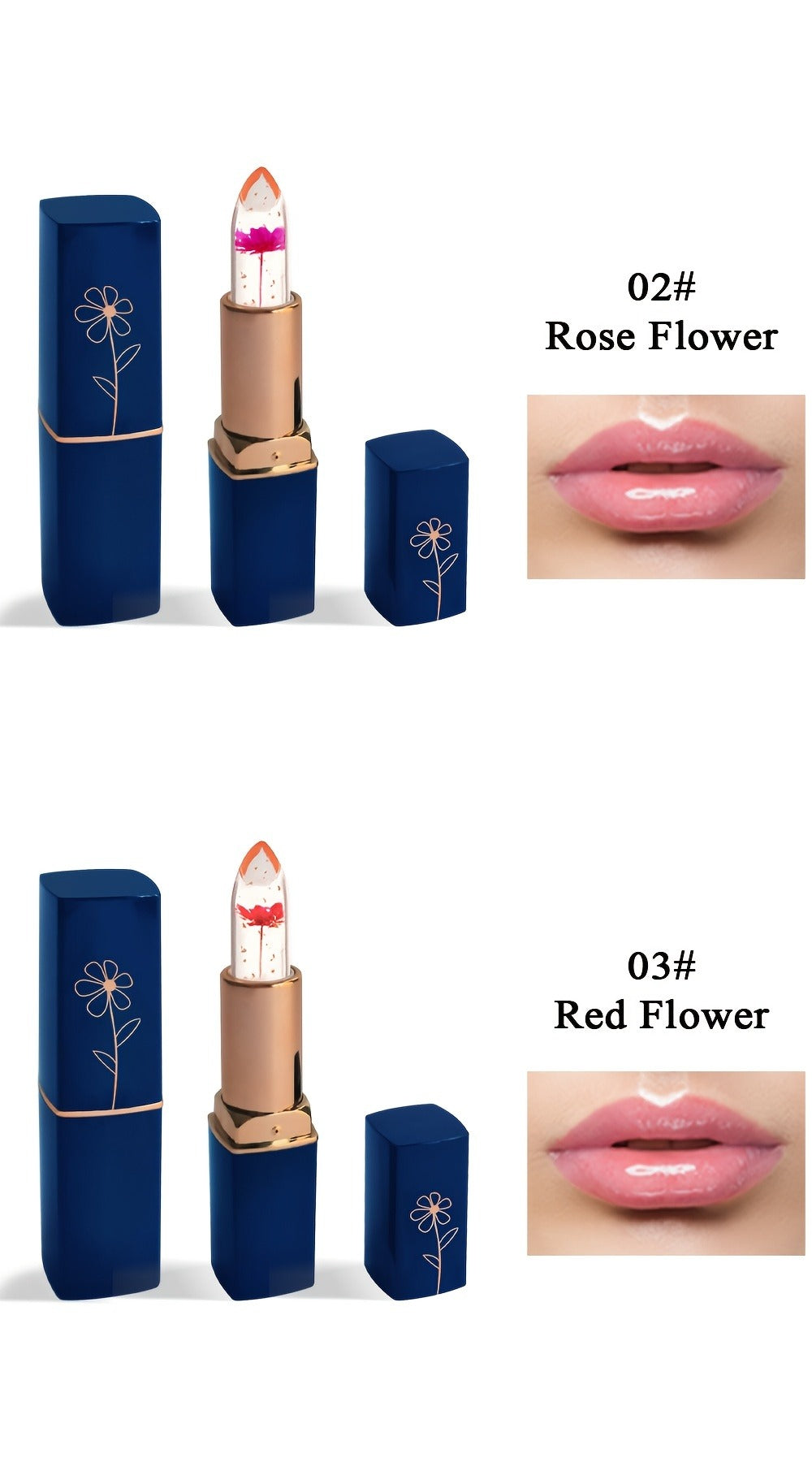 Flower Shaped pH Lip Balm Set 6pcs Individually Wrapped – Color Changing Transparent to Pink Tint, 6 Flavors Deep Moisturizin