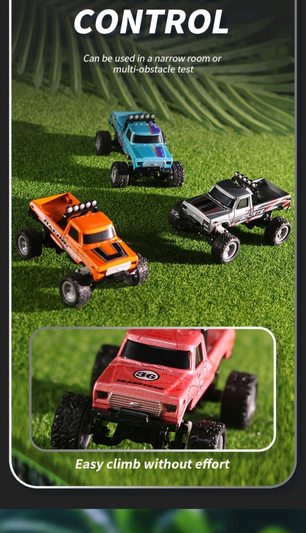 1:64 Scale Mini RC Car Alloy Off-Road Truck with Shock Absorbers – Pocket-Sized Remote Control Car for Boys Ages 6 7 8 9 10 —