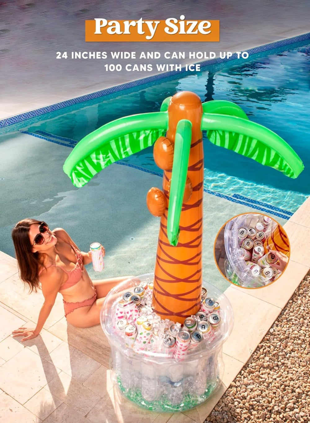 5FT Inflatable Palm Tree Drink Cooler, Tropical Beverage Ice Bucket for Luau Hawaiian Pool Party Decorations — image 13