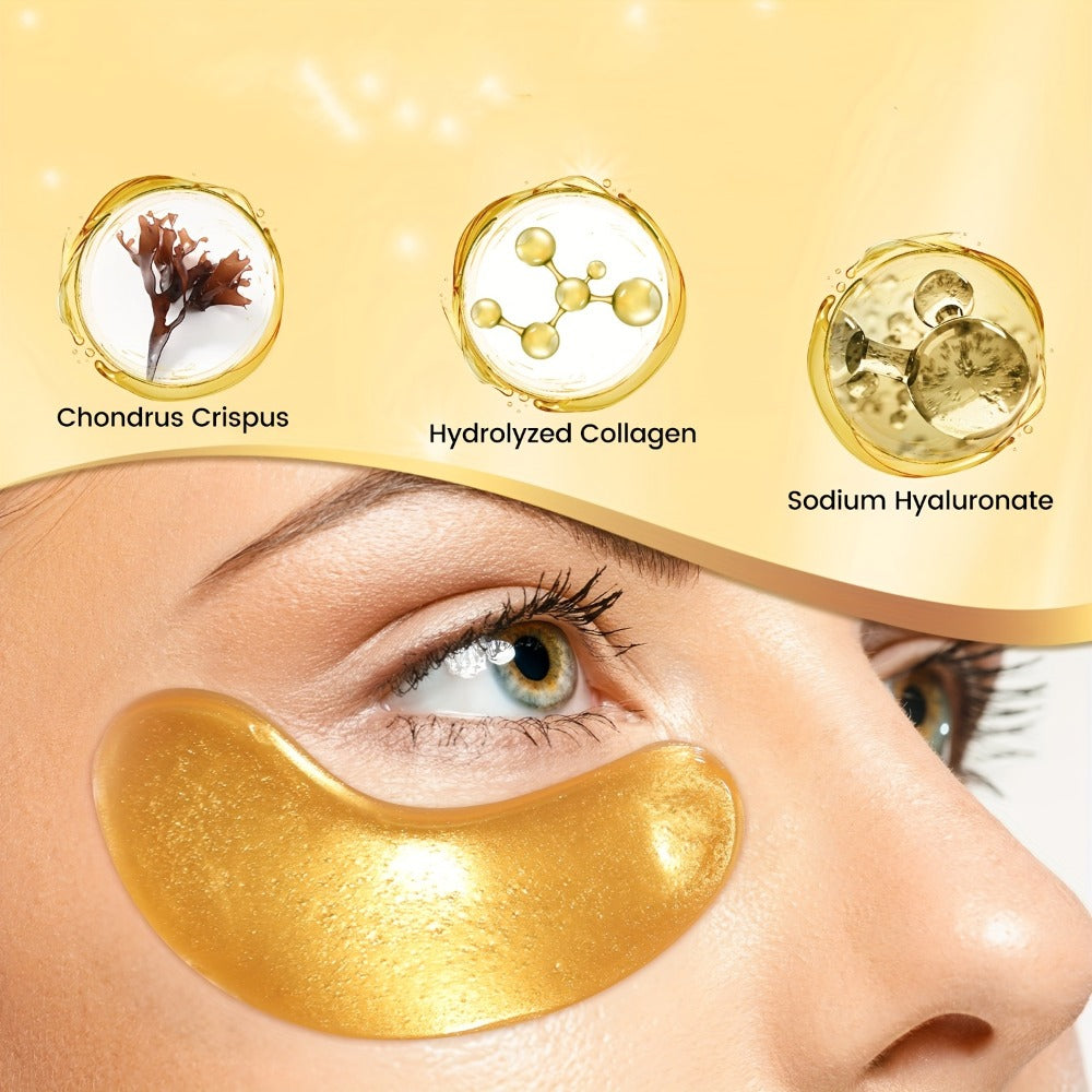 30-Pair ALIEORY Gold-Tone Under-Eye Patch Box with Individual Pouches and Collagen and Hyaluronic Acid Wording — image 12