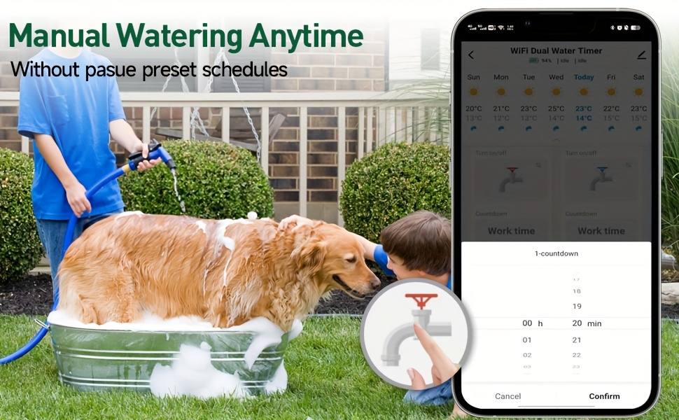 WiFi Sprinkler Timer Smart 2-Zone Irrigation System with App & Alexa Voice Control, for Garden, Lawn and Yard Watering — imag