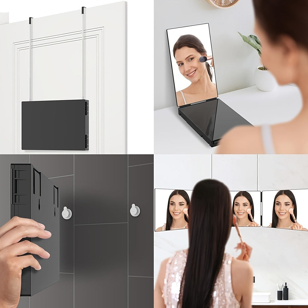 Multi-Panel Hair Cutting Mirror with Telescoping Door Hooks, 49.8-Inch Open Width and Two Fixed Nails — image 8