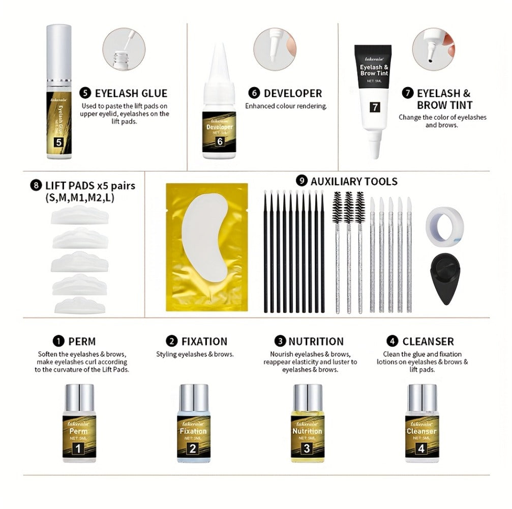Lash Lift Kit & Brow Lamination Tint Set, 2-in-1 Eyelash Perm & Eyebrow Lamination with Black Brown Tint Dye — image 17
