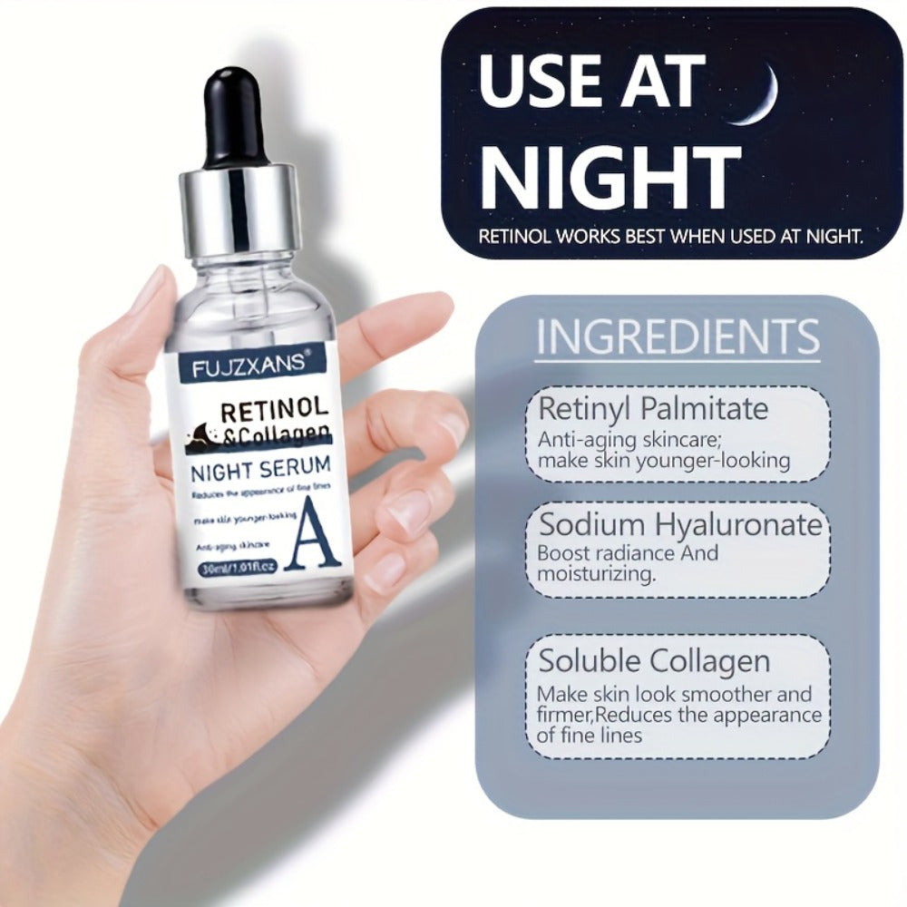 Vitamin C Retinol Hyaluronic Acid Serum Set, 3-Piece Day & Night Dropper Kit with Collagen & Glycerol — image 4