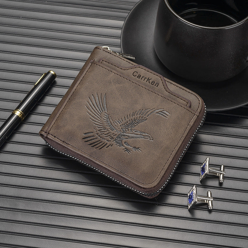 Short Retro Embossed New Horizontal Men's Wallet