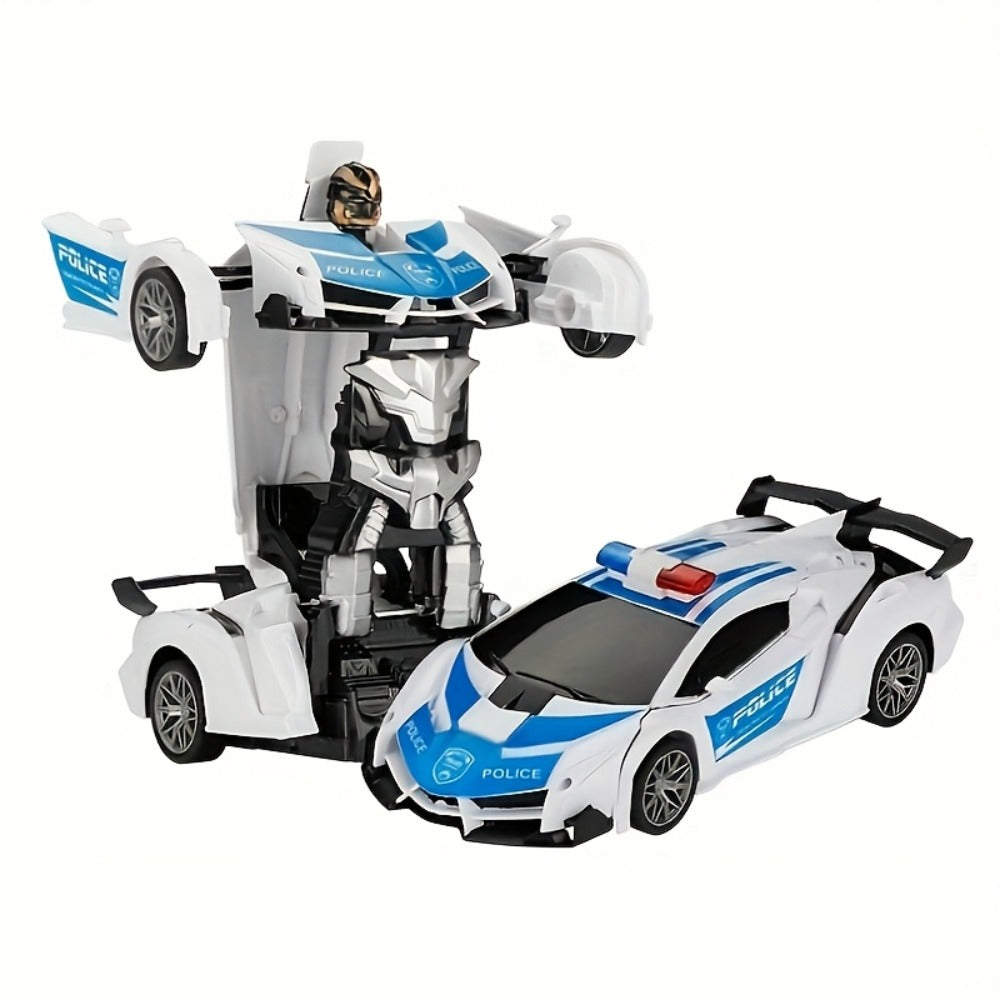 Spider Robot RC Car for Kids 1:18 with LED Lights, One-Button Transform Police Car Stunt Toy — image 4