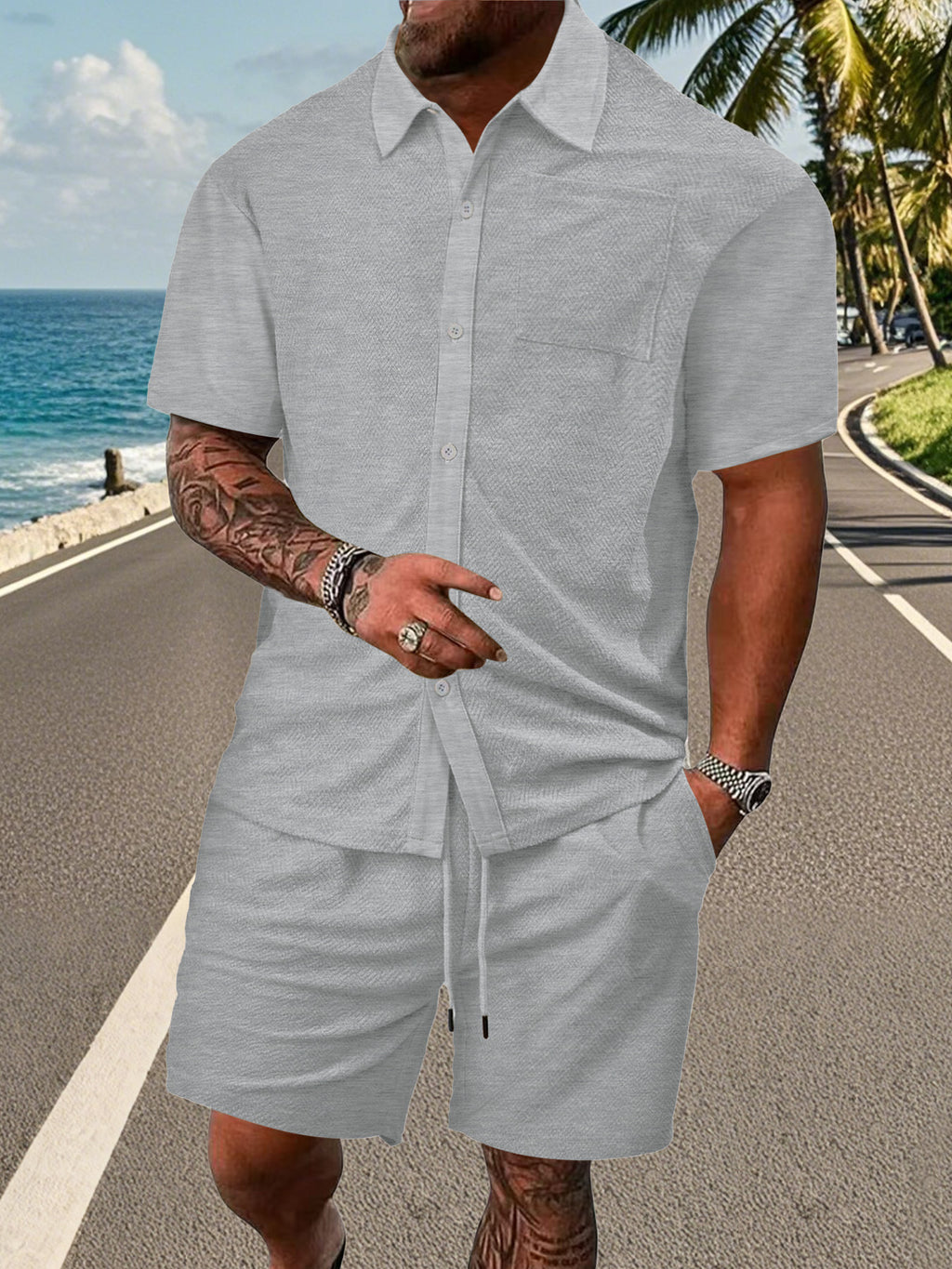 Men's Loose Short Sleeve Lapel Sport Casual