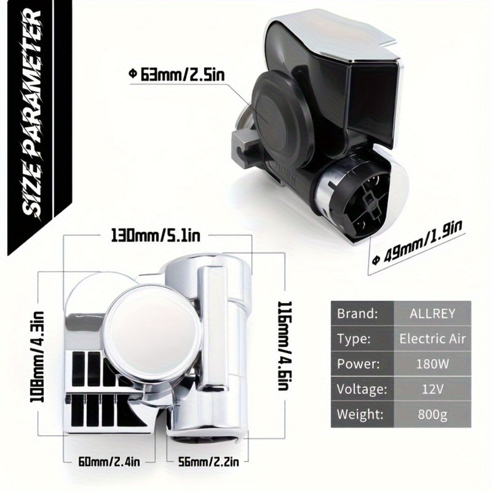 12V Air Horn Super Loud Train Sound for Car Truck Motorcycle Boat SUV Universal Fit Compressor Kit with Relay Harness & Horn 