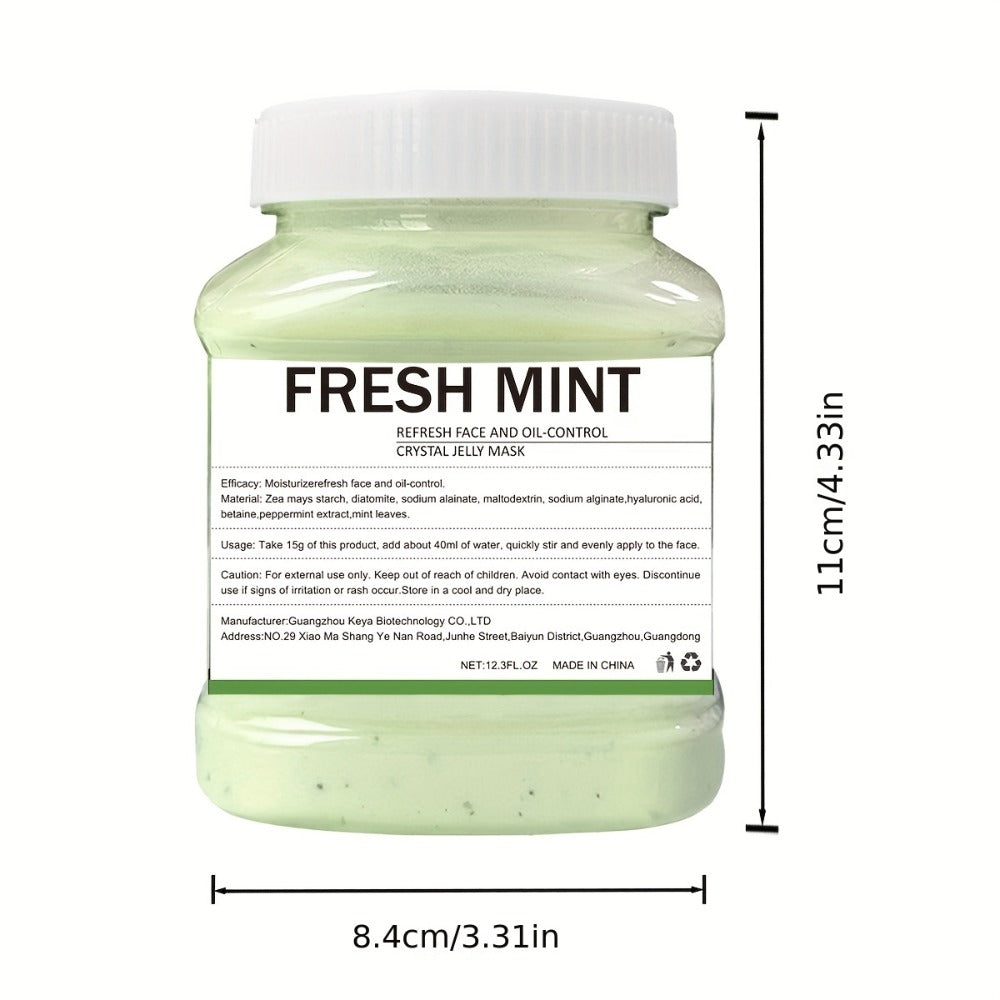 Face Mask, Fresh Mint Crystal Jelly Powder 12.3 fl oz Jar with 15g-to-40ml Mixing Directions for Peel-Off Use — image 5