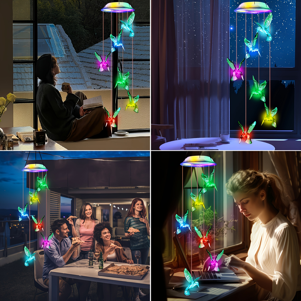 Solar Hummingbird Butterfly Pendant Light 6 LED Color, for Garden, Pathway and Patio Lighting — image 7
