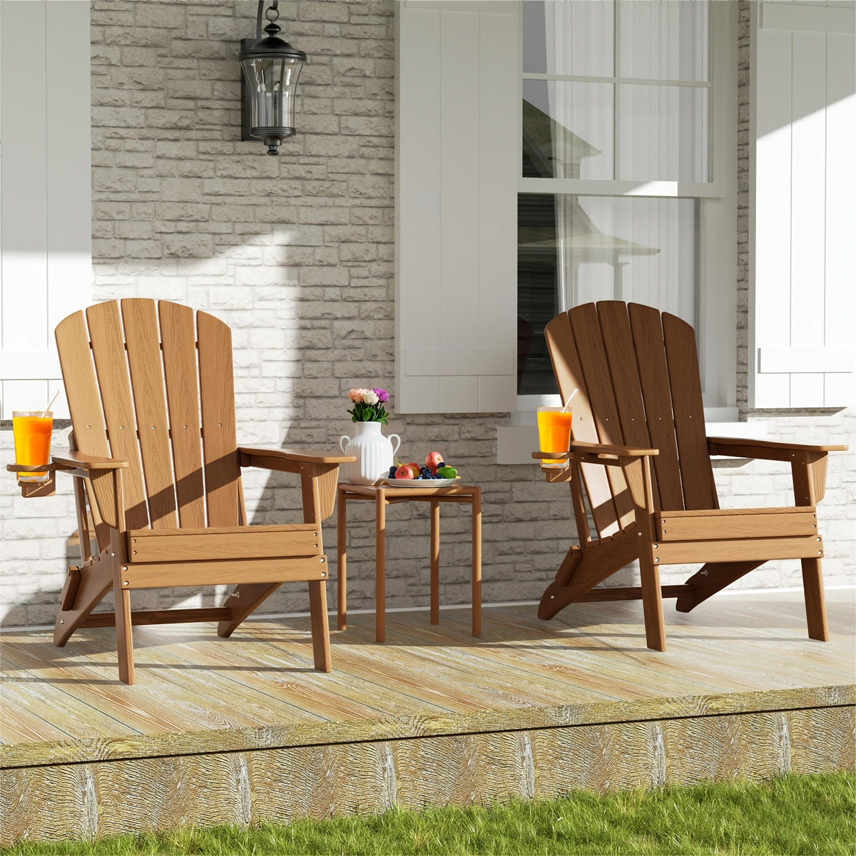 Folding Adirondack Chair with Cup Holder – HDPE All-Weather Outdoor Patio Chair — image 5