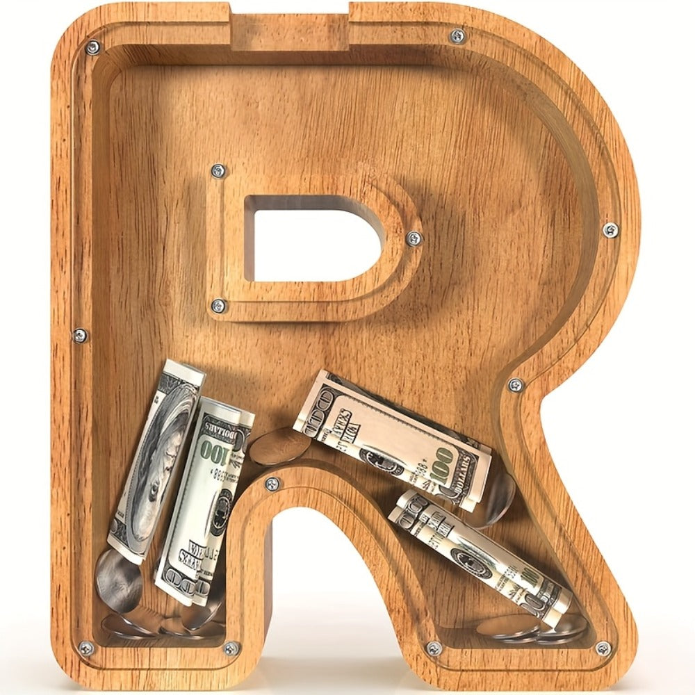 Wooden Letter Penny Bank – Alphabet Coin Bank Savings Box for Kids & Adults, Personalized Money Bank Birthday Gift — image 25