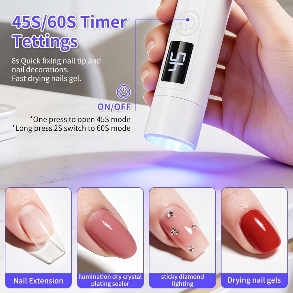 French Manicure Nail Stamper LED Lamp Kit, 4-Head Portable Rechargeable DIY Nail Art Tool with Nail Sticker — image 2