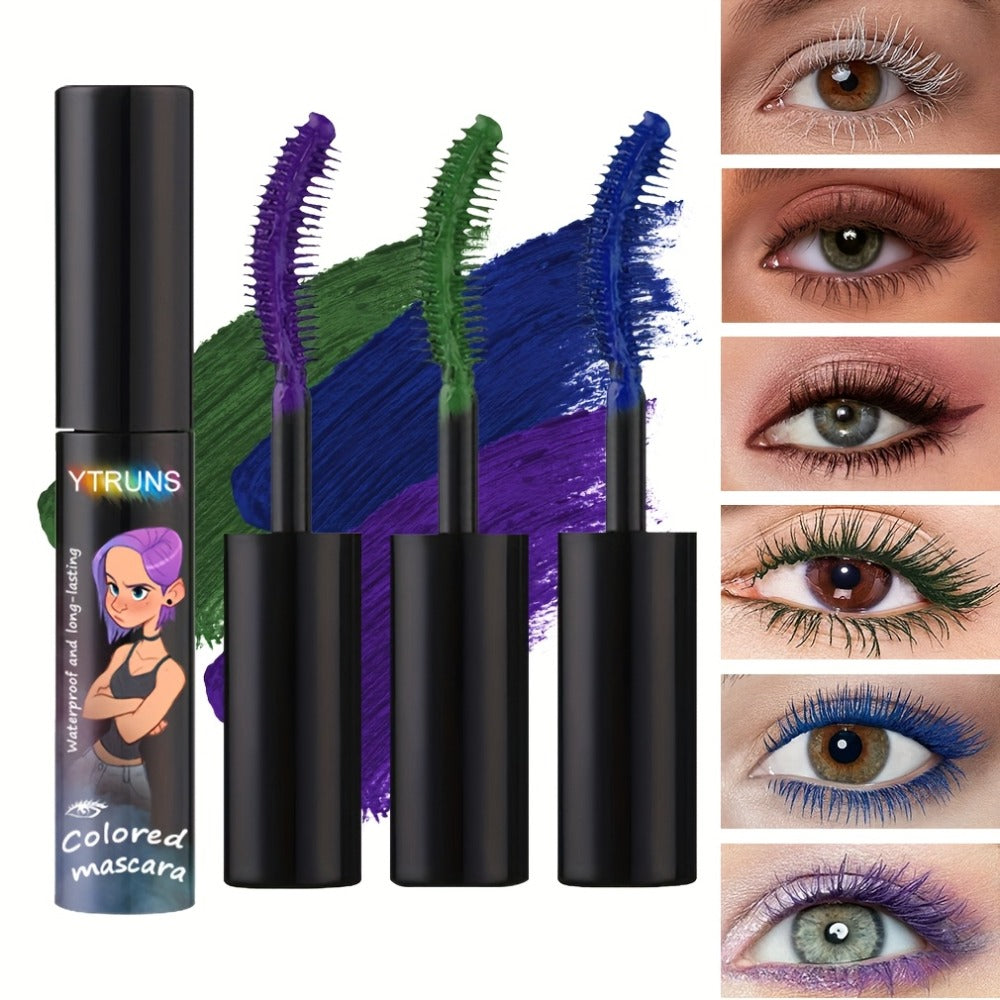 YTRUNS Colored Mascara in Six Shades from White and Brown to Black, Green, Blue or Purple with Curved Wands — image 1