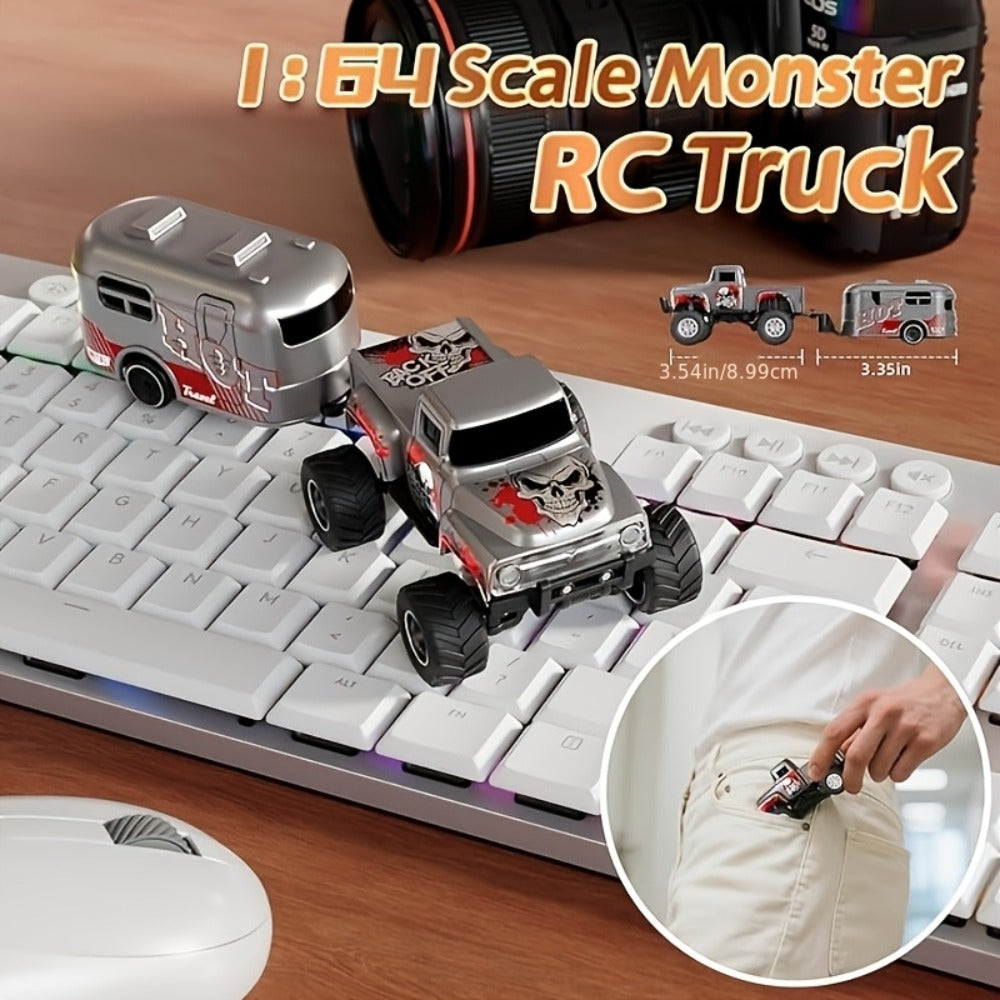 Mini Alloy RC Monster Truck 1:64 Scale 2.4GHz Off-Road Crawler with LED Lights, Street Graffiti Spray-Paint Design — image 2