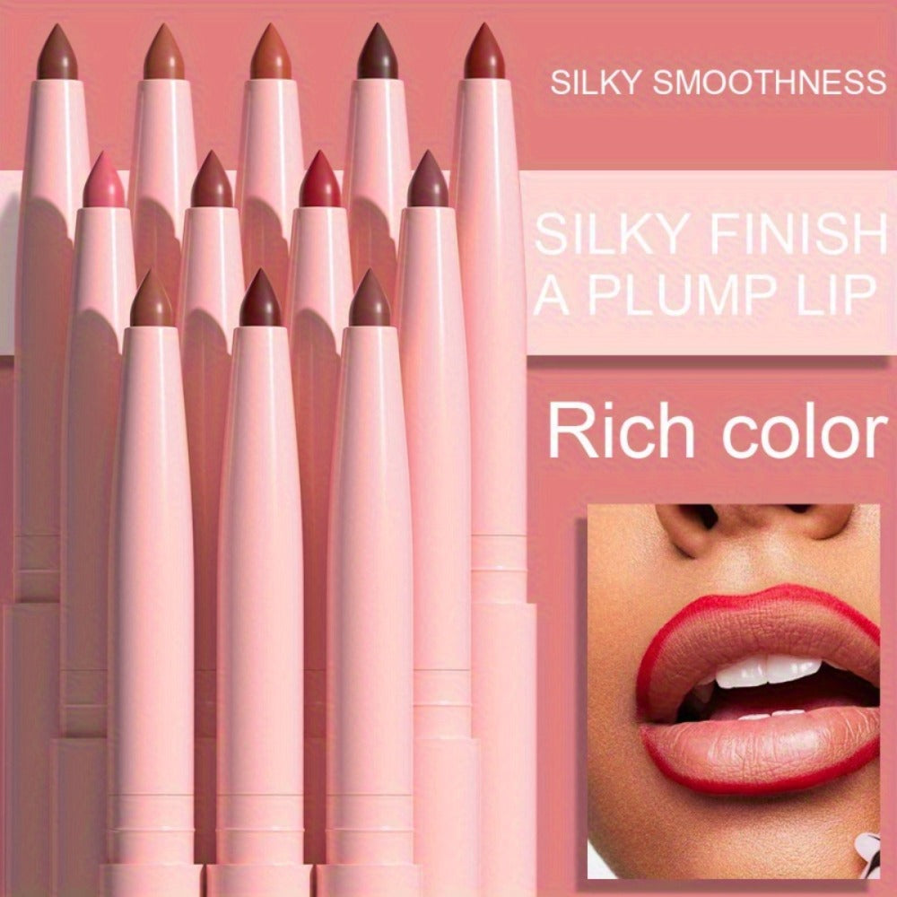 Waterproof Lip Liner Set 12 Pcs 2-in-1 Matte Lipstick Pencil Long Lasting Rich Pigment Smooth Glide Lip Color Kit Nude to Bol