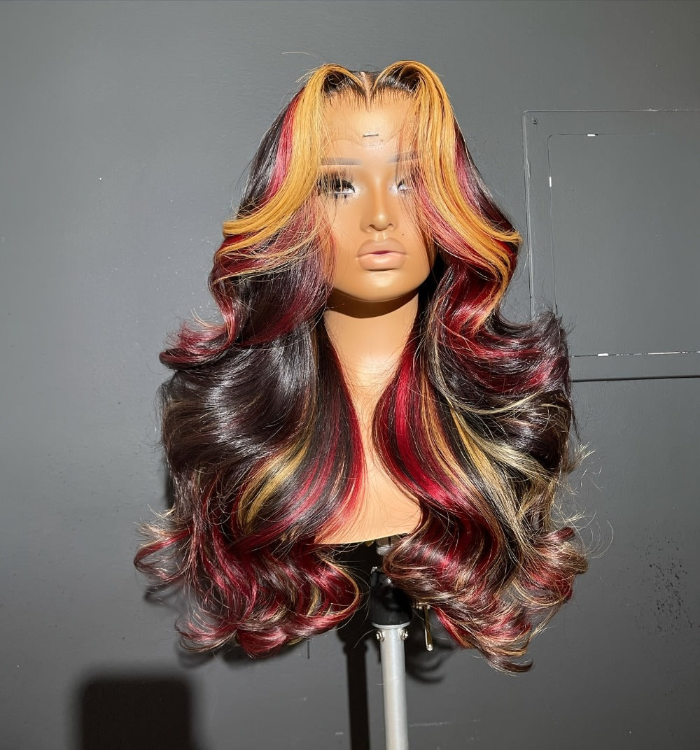 Lace Front Wig 28in Body Wave Highlight Style with 13x4 HD Lace, 180% Density, Combs and Strap — image 11
