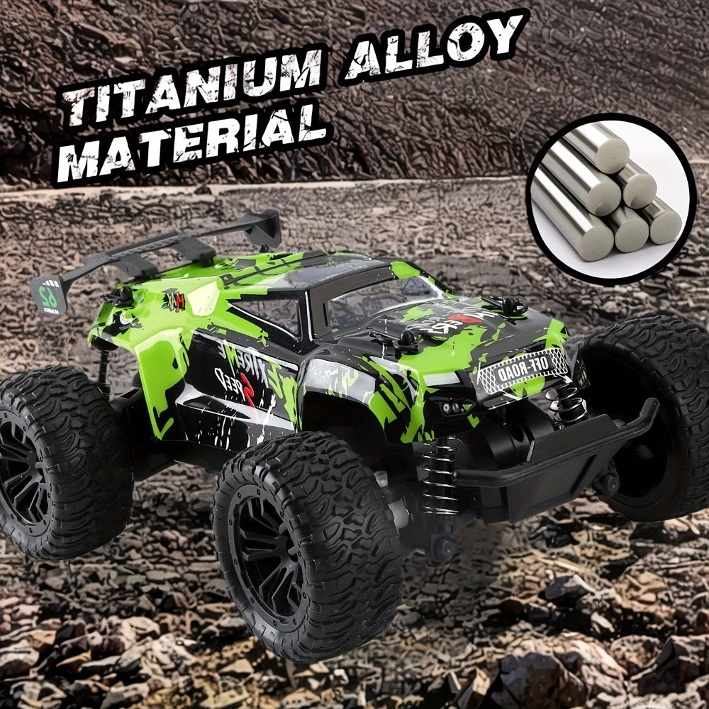 Remote Control Car, 1:16 Scale Alloy Off-Road Truck with 2.4GHz Control, 45KM/H Source Speed, LED Lights and Rechargeable Bat