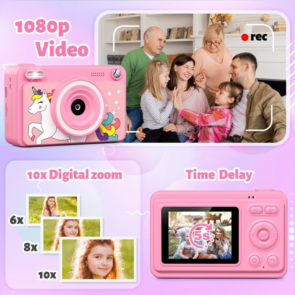 Kids Instant Print Camera with Cartoon Unicorn or Dinosaur Design, Paper Rolls, Color Pens and Four Color Options — image 12