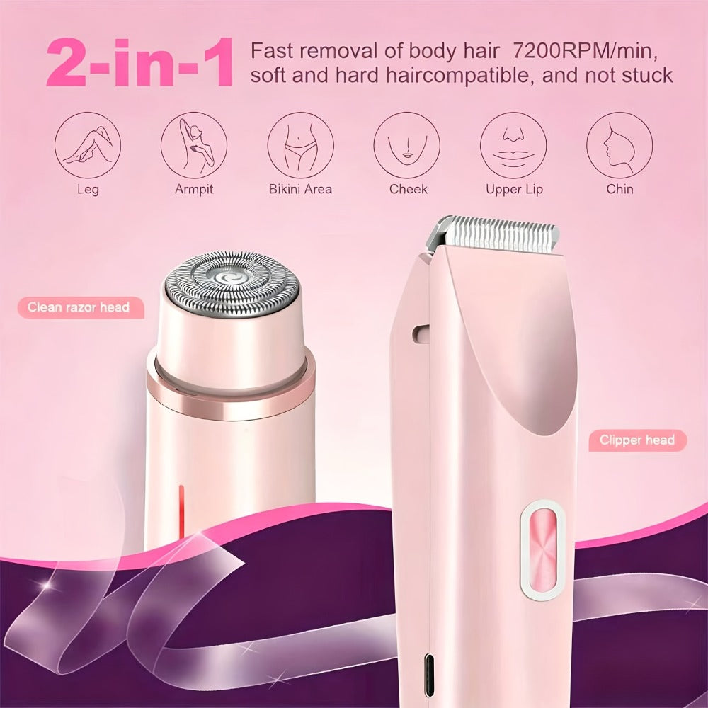 Two-Head Electric Hair Shaver with Foil and Rotary Attachments, Type-C Charging in Pink, Purple or Blue — image 13