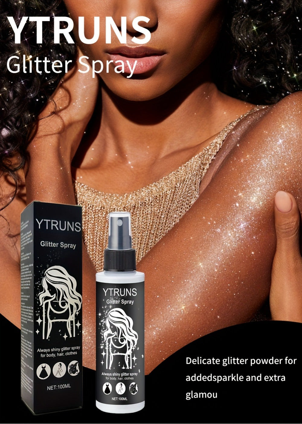 Body Shimmer Spray for Women – Star-Shaped Glitter Sparkle Mist 100ml Hydrating Formula for Body Hair & Clothes — image 12