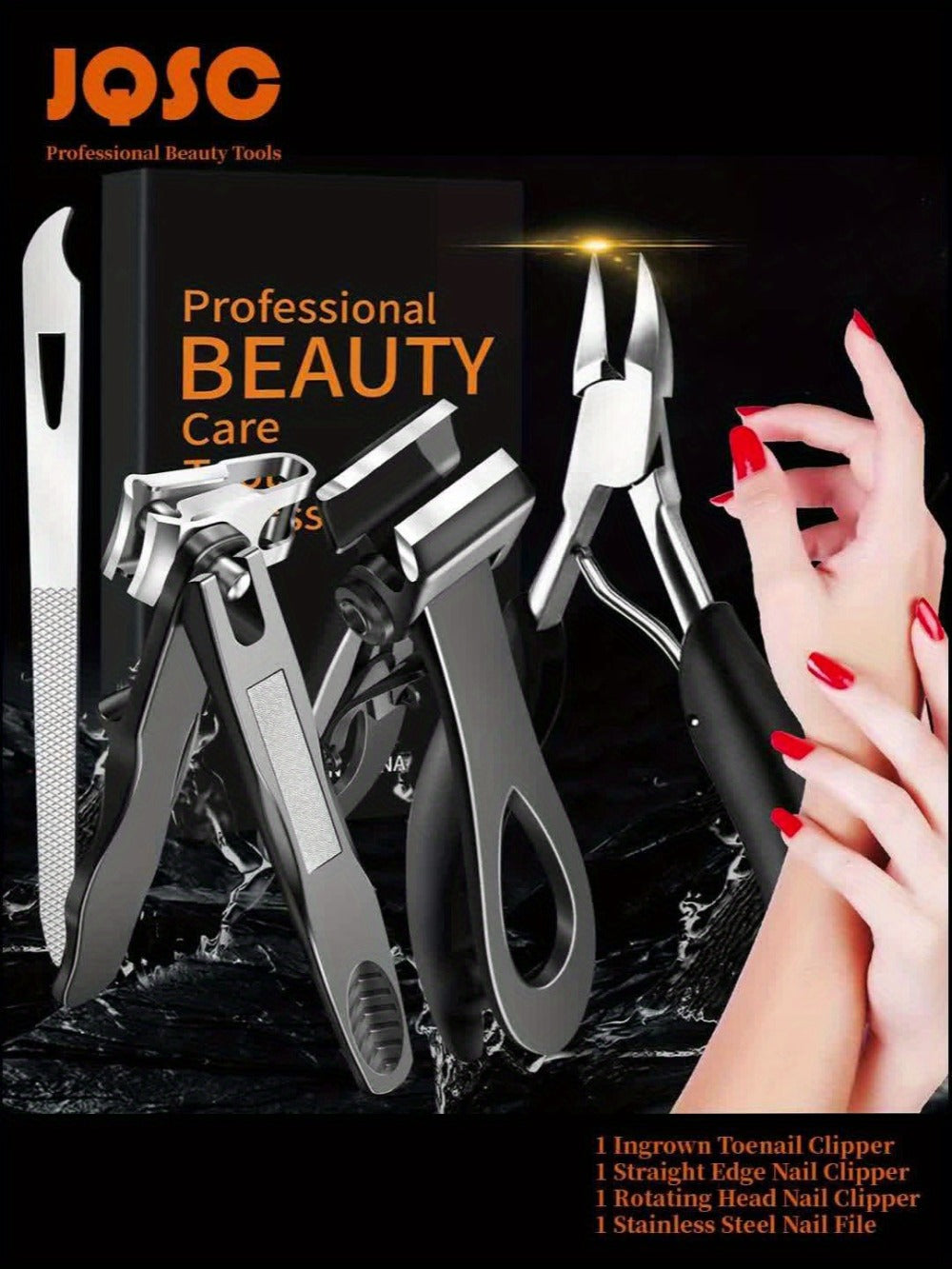 Heavy Duty Toenail Clippers Set 3 Piece for Thick Nails – Wide Jaw Stainless Steel Straight & Angled Nail Clipper with Nail F