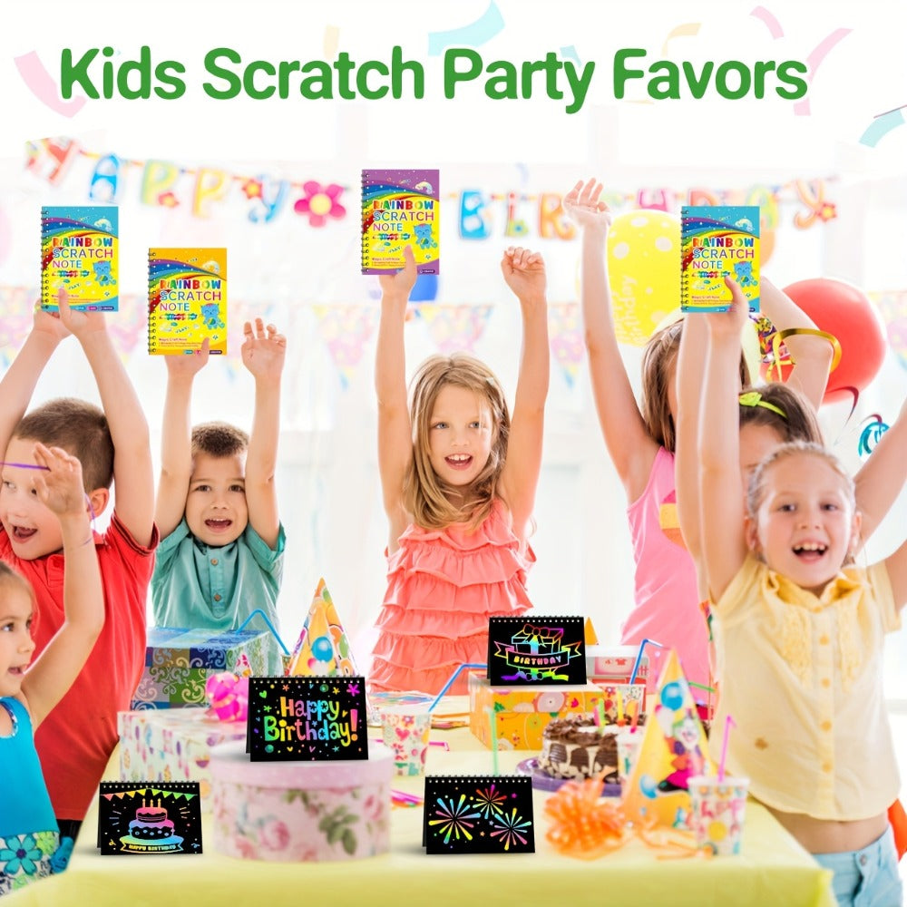 Scratch Art Notebooks 48 Pack Rainbow Scratch Paper Party Favors for Kids Birthday Gifts for Parties, Celebrations and Guest 