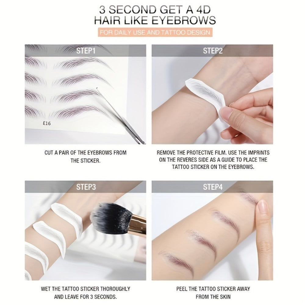 6D Eyebrow Tattoo Stickers Waterproof 8 Pcs for Women Girls, for Temporary Body Art, Festivals and Costumes — image 14