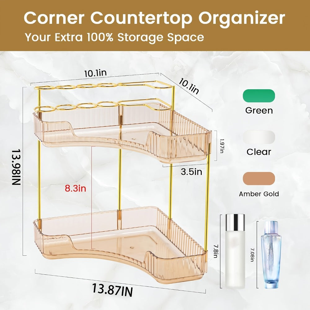 Bathroom Countertop Organizer with 2- or 3-Tier Trays and Brush Rings — image 5