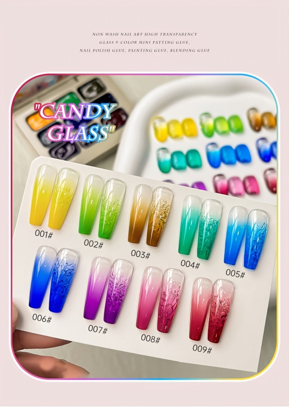 Gel Nail Polish 9-Color Candy-Glass Set with Translucent Gradient Finish and Fall-Winter Shade Palette for Nail Art — image 1