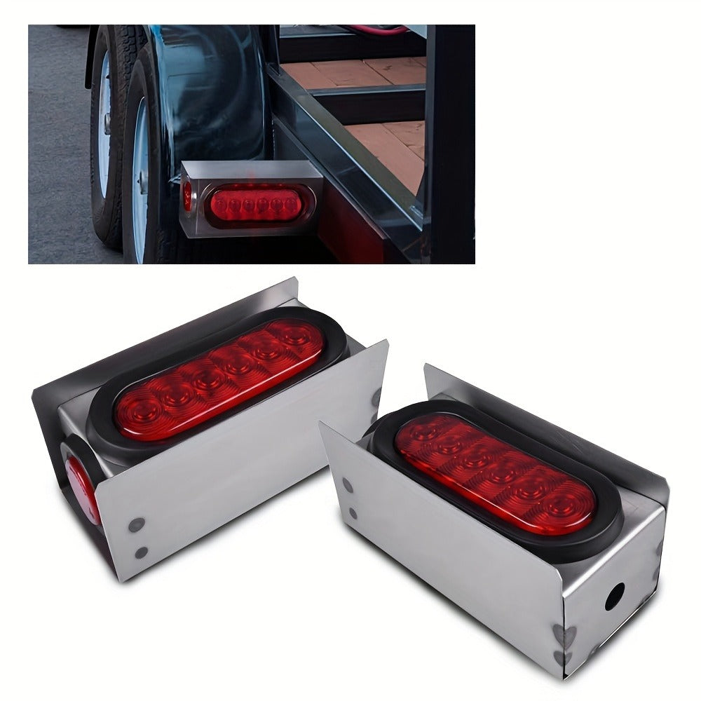 LED Trailer Tail Lights Kit – 6-Inch Oval Rear Lights with Metal Light Box & 2-Inch Amber Round Marker Lights — image 3