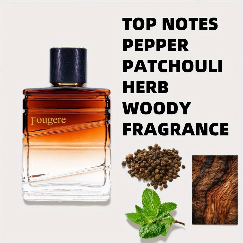 Eau de Toilette Fougere Fragrance for Men 100ml Spray in Amber Gradient Bottle and Dark Cap — image 1