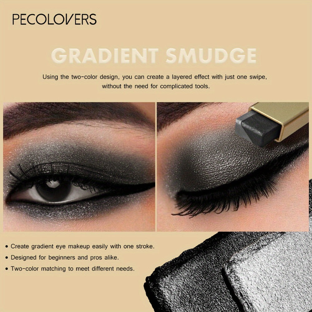 Glitter Eyeshadow Stick Pencil Set 6pcs Double Color Gradient Shimmer Metallic Waterproof, for Makeup, Travel and Everyday Va