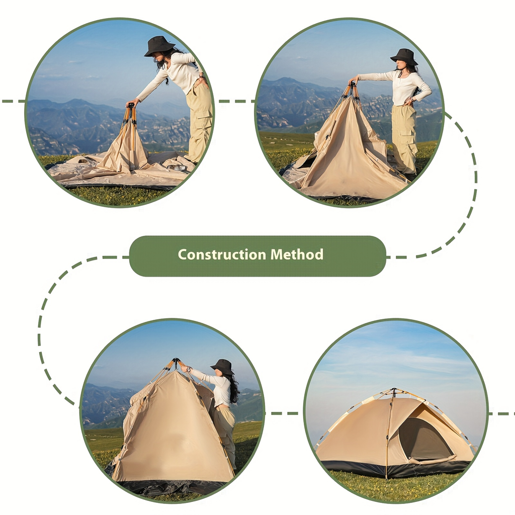 Camping Tent 4-Person Polyamide Pop-Up with Two Doors, Optional Windows and Small or Large Sizes — image 8