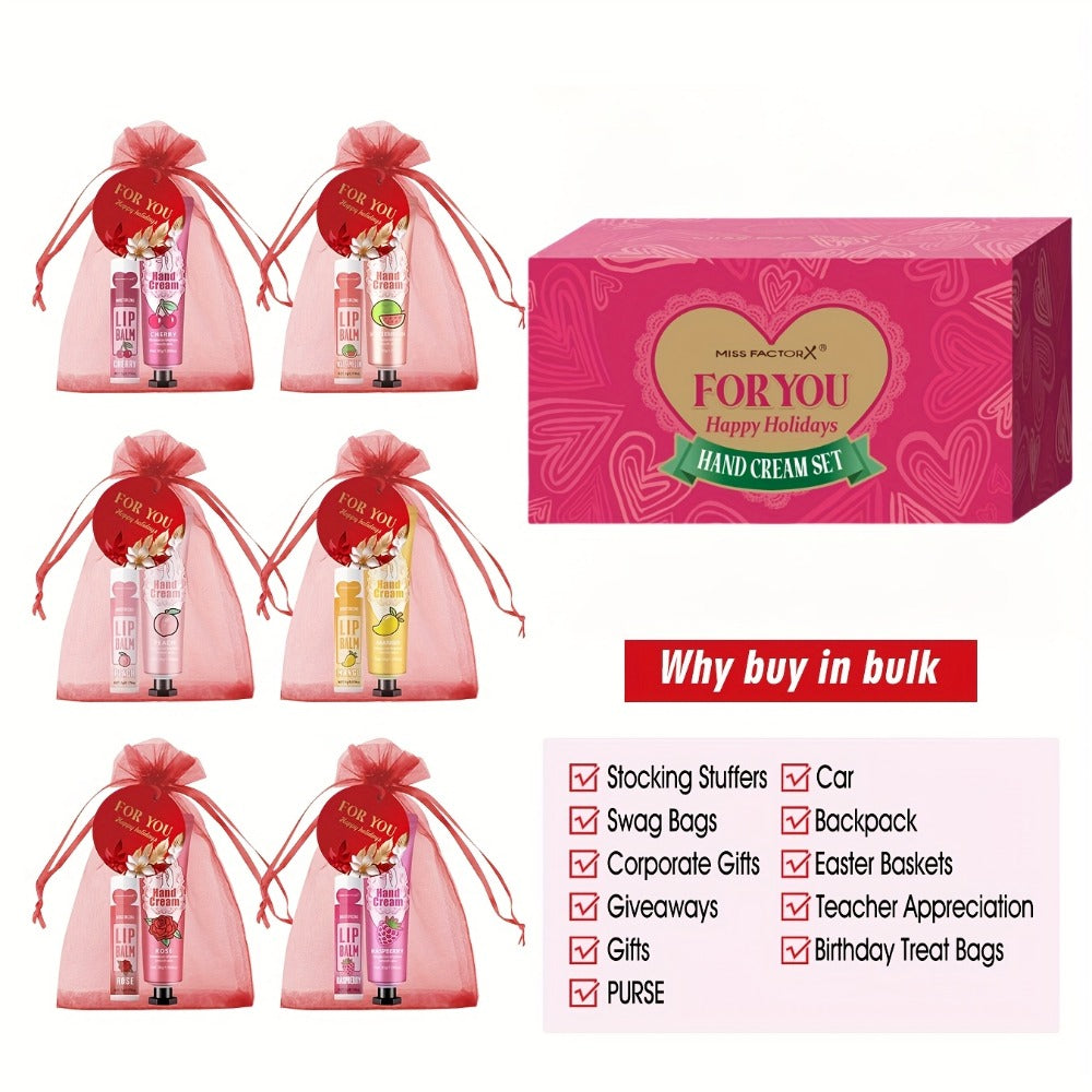 Wedding Party Favor Beauty Gift Set 96pcs, Bulk Women's Gift Box with Hand Cream, Lipstick, Red Bag & Card — image 2