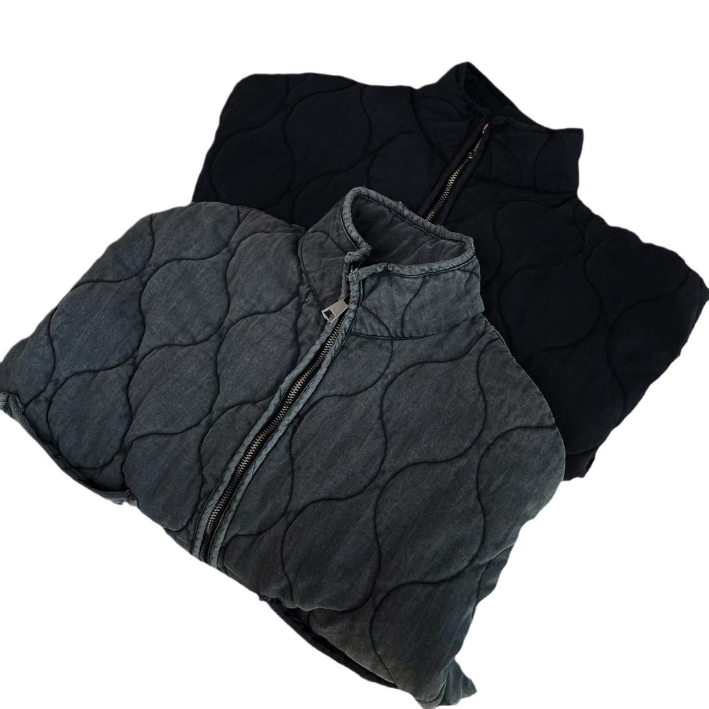 Large Pocket Lace-up Long Sleeve Cotton Coat Jacket Washed Cotton-padded Coat For Women