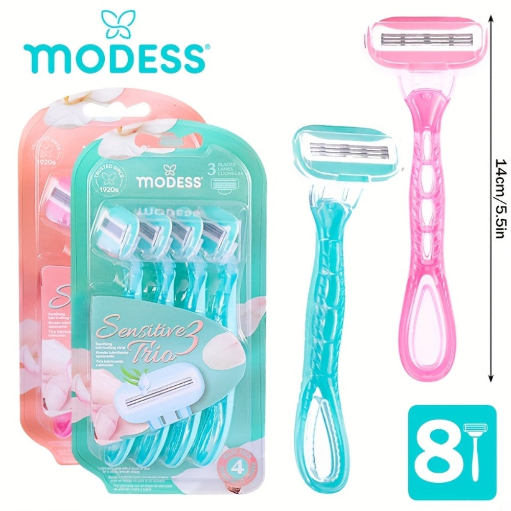 Sensitive Skin Disposable Razors for Women Pastel Teal Blush Pink 4-Pack & 8-Pack Smooth Close Shave Legs Underarms Protectiv
