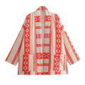 Printed Without Buckle Thin Pocket Cotton Coat Jacket Women
