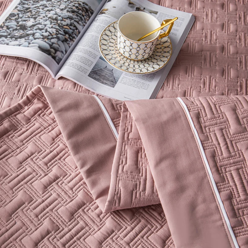 Quilted Padded Continental Bed Cover Three Piece Set