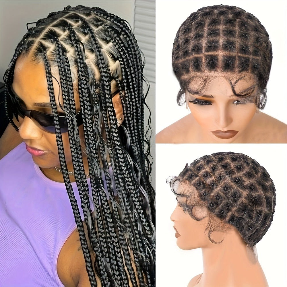 Braided Wig Cap Double Full Lace with Baby Hair Glueless Breathable Adjustable 22 Inch | 81-120 Sections Goddess Box Braid Fa