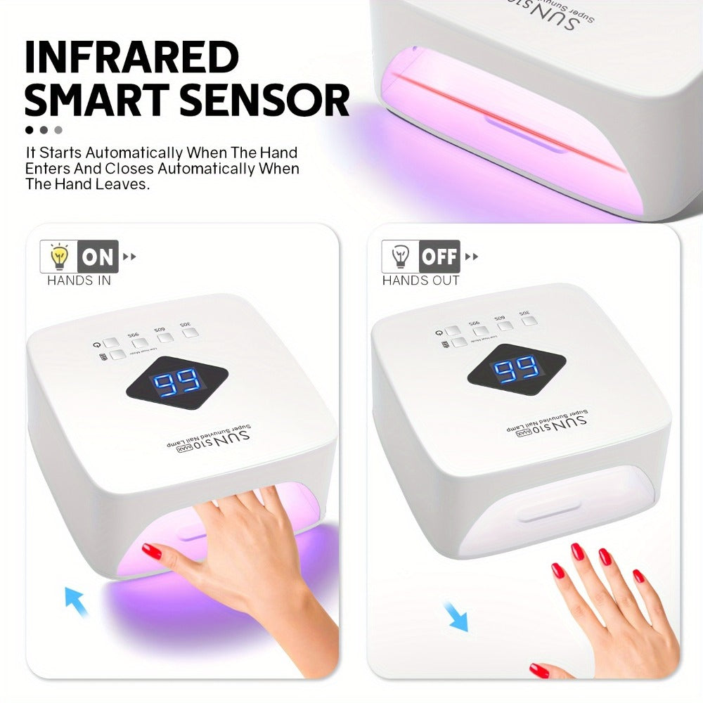 LED Nail Lamp Rechargeable HD Display Smart Nail Dryer Fast Cure All Gel Polish UV Light Cordless Portable Low Heat Mode Home