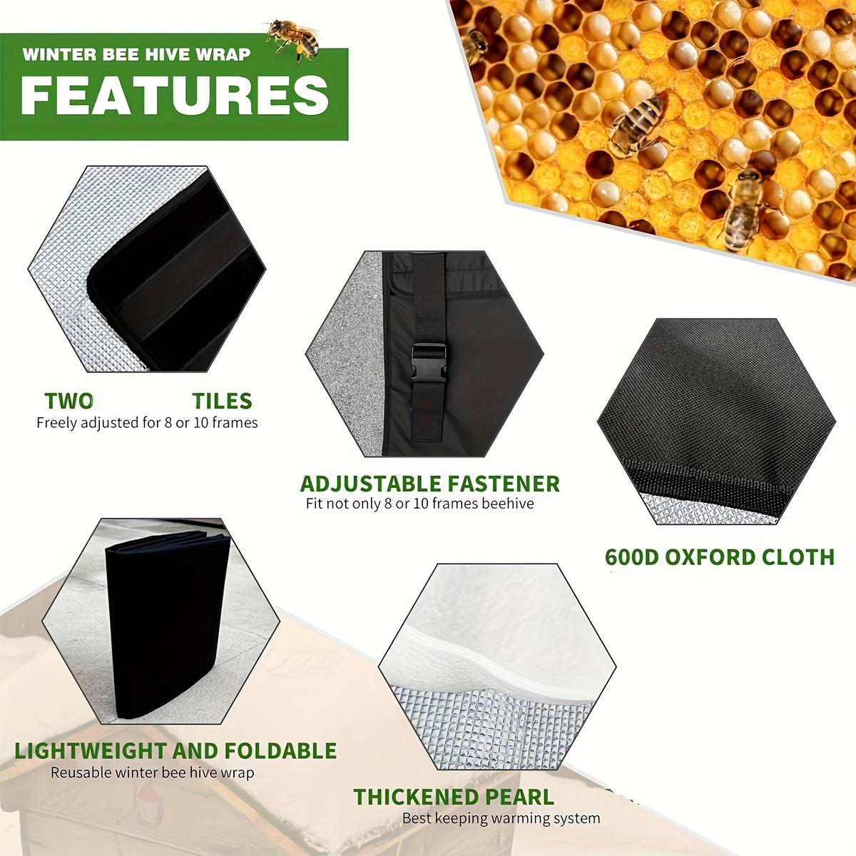 Black Beehive Winter Insulation Wrap with Adjustable Buckle Straps in 192 x 40 or 60 cm Sizes — image 6